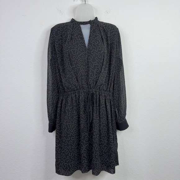 Club Monaco Dresses & Skirts - Club‎ Monaco Dress Womens 10 Black Abstract Chiffon Preppy Parisian Minimalist